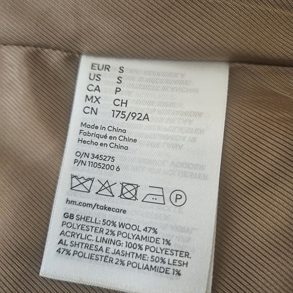 🤎 H&M Wool Blend Camel Coat – Size S - Picture 2 of 16